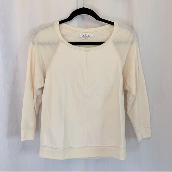 Velvet Ivory Faux Leather 3/4 Sleeve Top - Size P - Picture 1 of 4